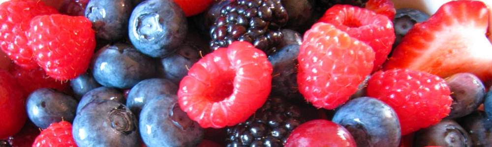 Mixed berries: strawberries, blueberries, raspberries, blackberries